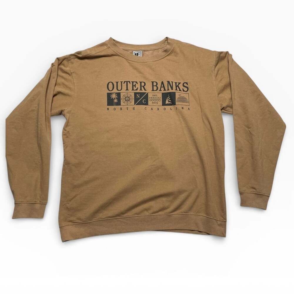 Outer Banks North Carolina Crewneck Sweatshirt XL Tan Graphic Pullover